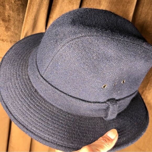 Backtrails by Dobbs wool fedora ⚫️ vintage ⚫️ navy blue ⚫️ large - Picture 2 of 5